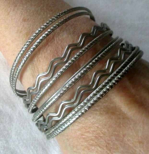 Bracelet Semainier Ovale En Argent Massif - Poids 33,3 G, Diamètre 7 Cm, Occasion Rare