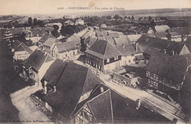 Carte postale ancienne postcard DANNEMARIE ALSACE Haut-Rhin vue du clocher écrit