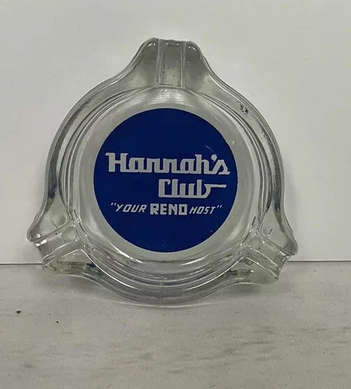 VTG Harrahs Club Ashtray Your Reno Host Clear Glass 2.5"