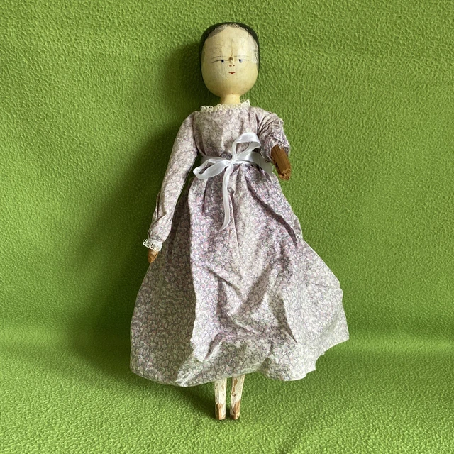 Antique Wooden Grodnertal Peg Doll, c 1880, AF