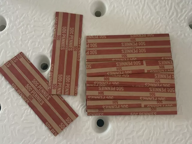 10 Coin Wrappers   FLAT Tubular Paper Rolls for $.01    Penny roll holds $.50