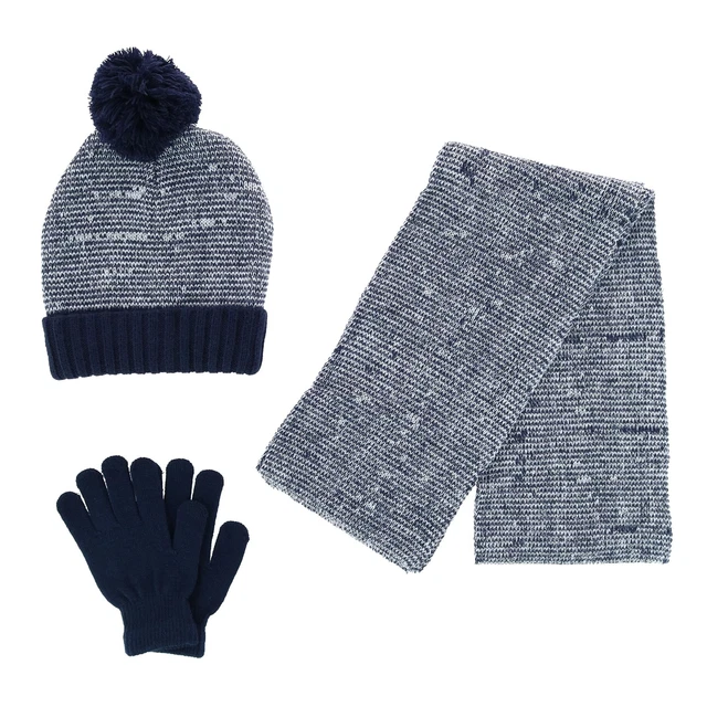 New Minus 5 Degrees Kids' One Size Multi Knit Beanie Cuff Cap Scarf and Gloves