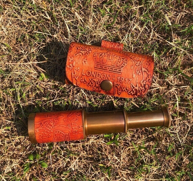 Telescopio de mano de latón de 6 pulgadas, catalejo pirata náutico con...