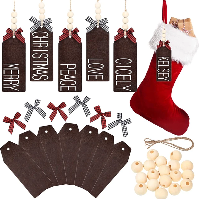 CHRISTMAS WOOD STOCKING Name Tags DIY Stocking Signs Farmhouse