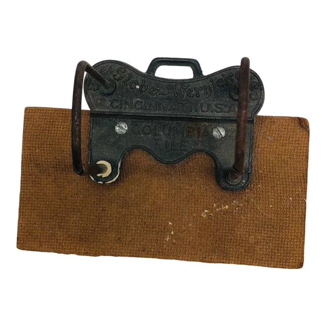 VINTAGE THE GLOBE Wernicke Co. Columbia File Paper Receipt Bill Clip