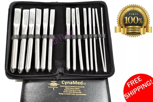 GERMAN SINGLE ENDED HEGAR DILATOR SOUNDS 14pcs PREMIUM GYNECOLOGY MEDICAL