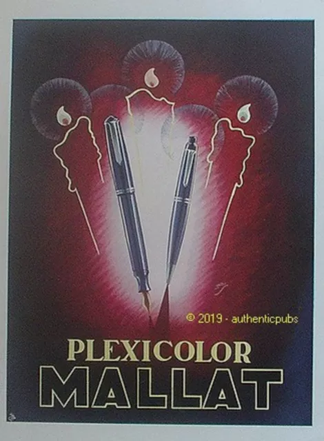 Publicite Mallat Plexicolor Stylo Porte Plume Bougie De 1946 French Ad Pub  Pen