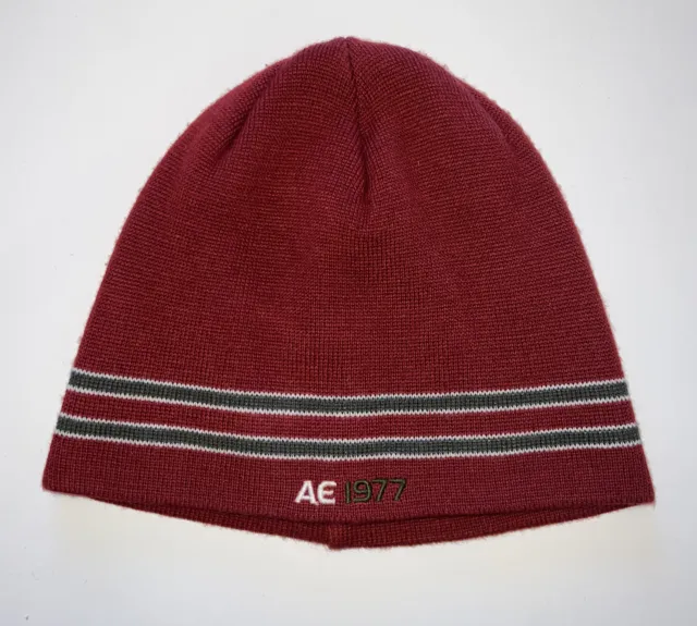 American Eagle Beanie Hat Cap Dark Red Cranberry One Size Wool Acrylic