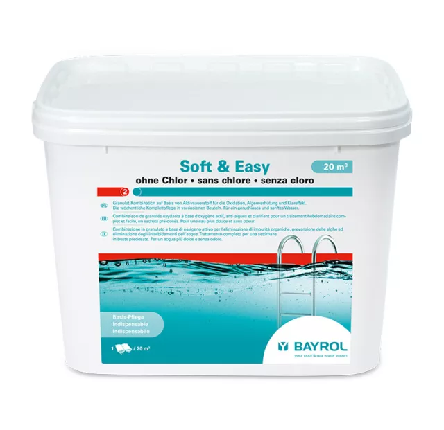 BAYROL SOFT & EASY 20m3 (16 sachets) - 4,48kg | Oxygène Actif Multiaction