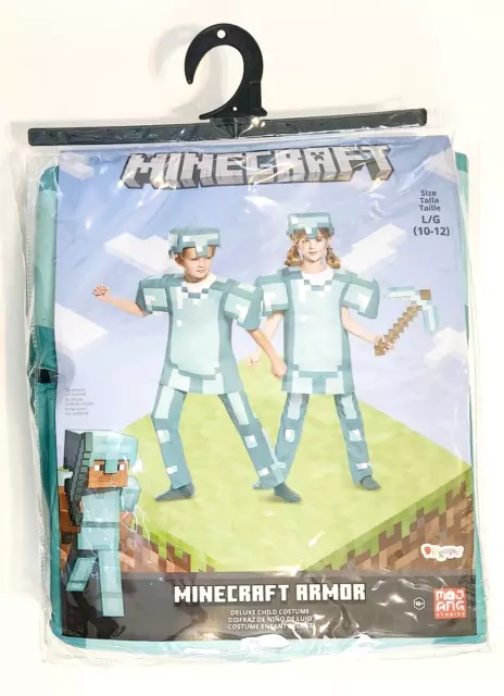 Kids Minecraft Halloween Costume Boys Girls Armor Deluxe Size Large 10-12 Child
