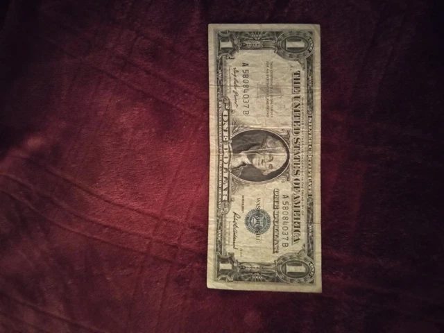 One Dollar Bill Silver Certificate Blue Seal Series 1957 A 