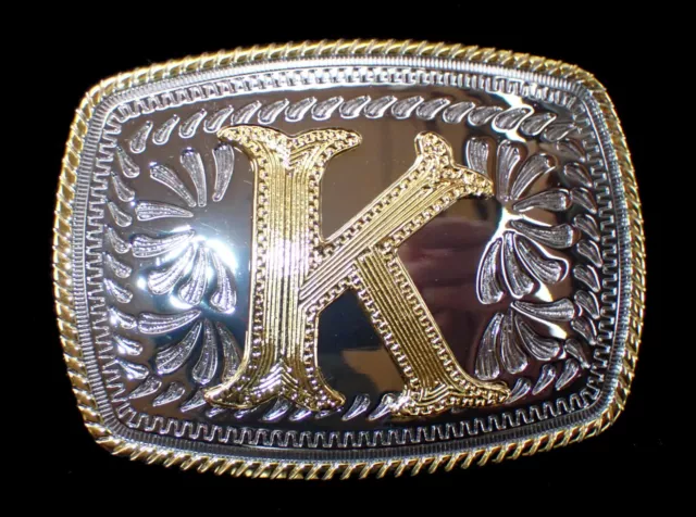 Western Style Initial "K" Belt Buckle Monogram Letter New