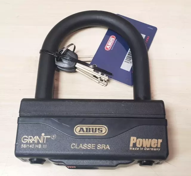 ABUS GRANIT 58/140 HB III Antivol U moto classe SRA 100mm + 3 clés *NEUF*