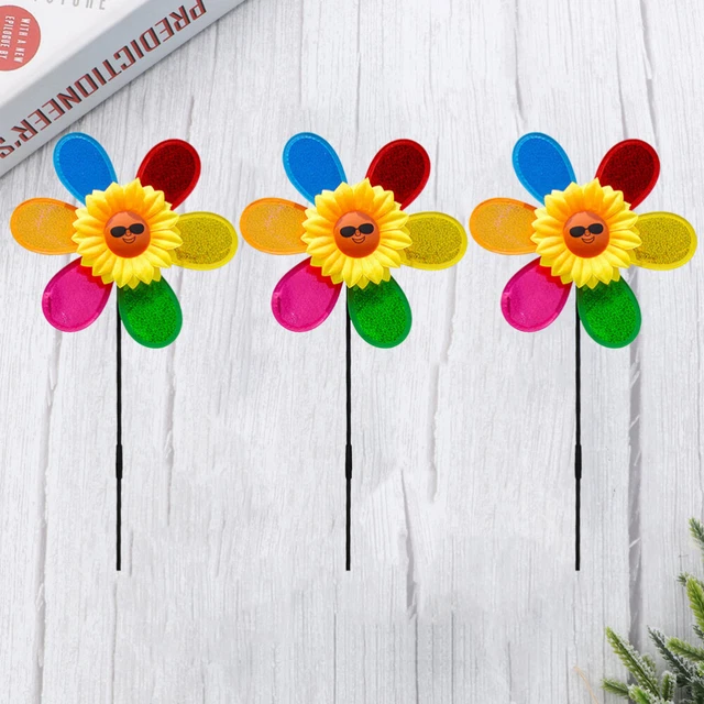 3pcs Outdoor Windrad Sunflower Rasen Windräder Kinder Windräder Spielzeug 2