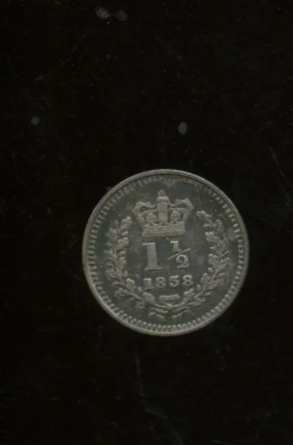 1838 Great Britain 1 1/2 Pence Silver Maundy Money 2-202