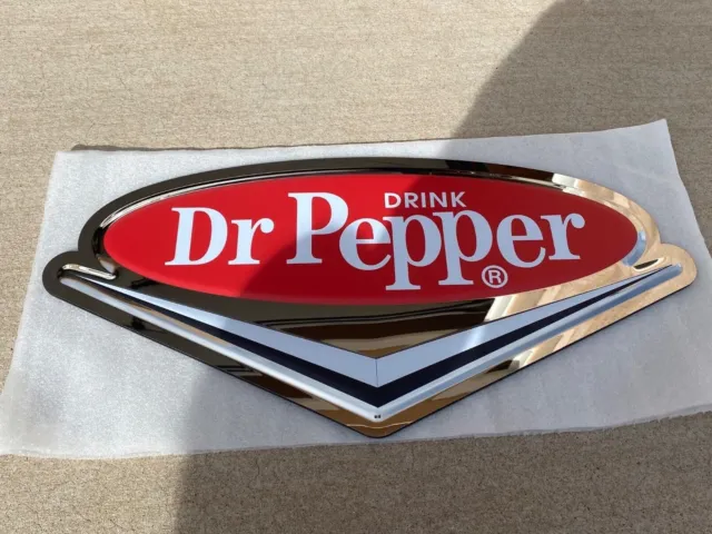 Dr Pepper Chrome Chevron Sign RARE Man Cave Bar Garage Sign Premium BRAND NEW