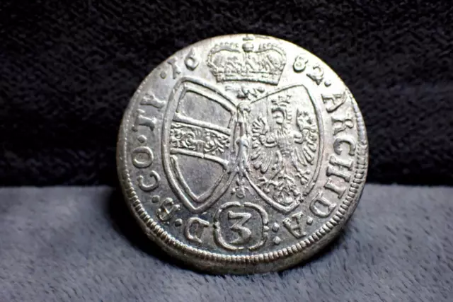 Austria 6 Kreuzer Emperor Leopold I Silver Coin 1682 UNC 2