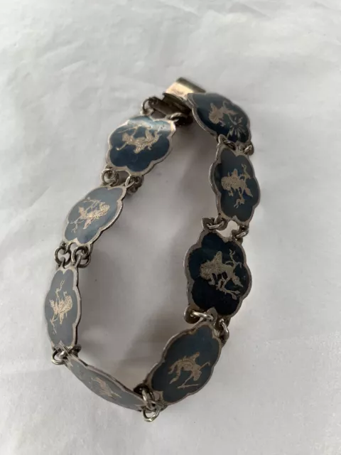 OLD VTG SIAM sterling silver link bracelet 3/4”w old clasp style $30.00 ...