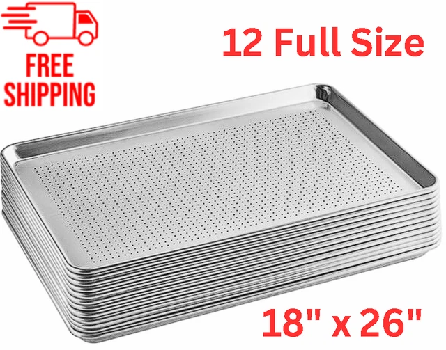 (12-Pack) Wholesale Aluminum Baking Sheet Pans 18" x 26" Perforated Full-Size