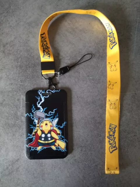 Porte carte-badge Pokemon Pikachu Thor Lanière de cou