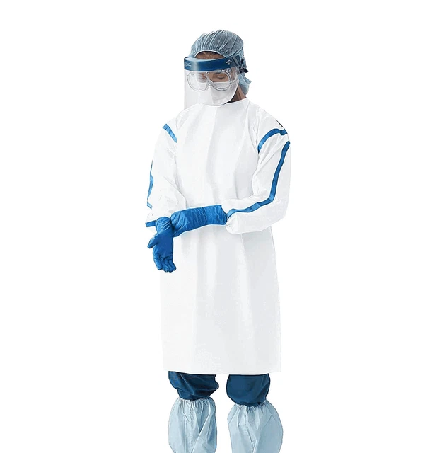 Disposable Isolation Gowns X Large Pack of 5 White Disposable Gowns with Sleeves