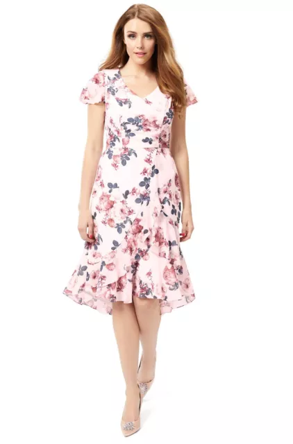 Review Moonlight Garden pink floral dress Short sleeve Day Tea Size 10 Barbie