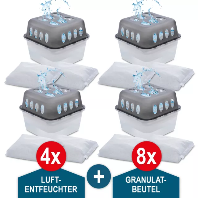 Luftentfeuchter Box Nachfüllbar 4x Granulat Beutel 8x 400g Raum Auto Entfeuchter