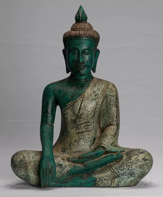 Ancien Khmer Style Se Asie Bois Enlightenment Statue de Bouddha -