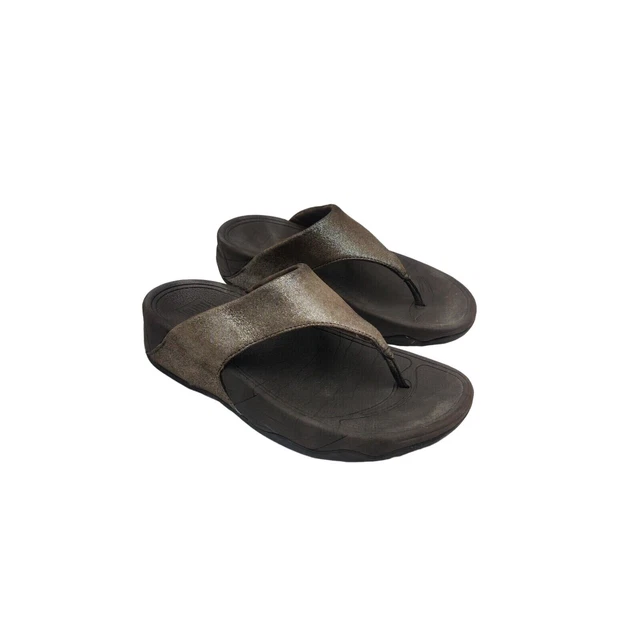 Fitflop Lulu Bronze Shimmer Sandals Flip Flop Style 505-012 Thong Women's Sz 5