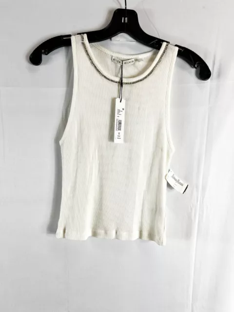 Alice + Olivia White with crystals designs by the collar tank top. Size XS. $250