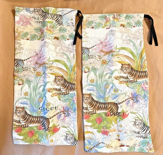 2 Gucci Shoes Dust Bags from the Collection Gucci Tiger 2022 Print Woven Cotton