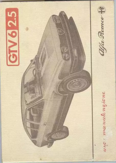 Riproduzione Manuale Uso E Manutenzione Alfa Romeo Gtv6 2,5 (Ma11)