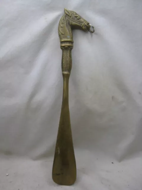 vintage ornate brass horse head equestrian knight shoe horn nice solid casting