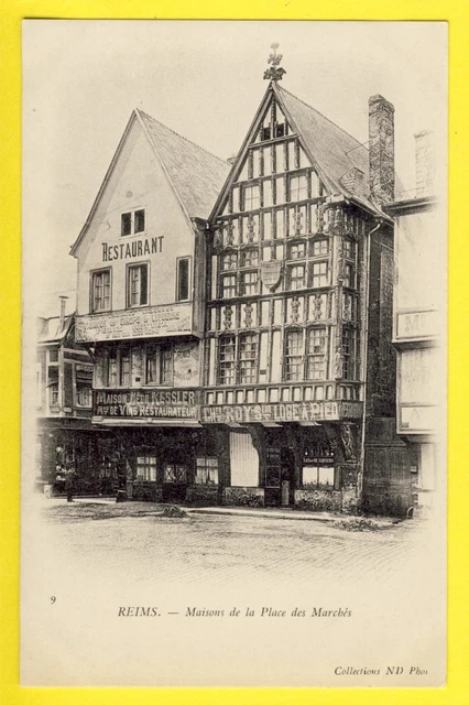 cpa FRANCE REIMS Marne Vieilles MAISONS Place des Marchés "Sirops Félix Netter"