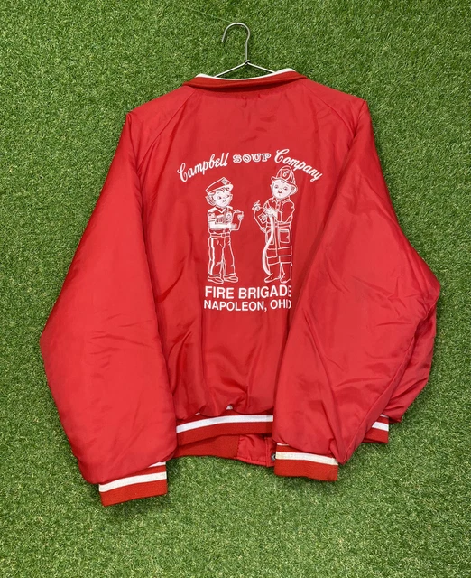 Campbell Soup Co. Satin Bomber Jacket Mens Size Extra Large XL Red USA Made