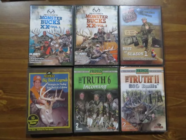 6 HUNTING DVD LOT; REALTREE'S MONSTER BUCKS. etc. DEER. DUCKS. ELK. Sports.