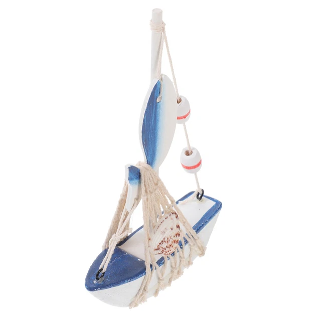 Lot De 2 Mini-voiliers En Bois Décoratifs - Modèles Bateaux Méditerranéens, 15 X 10.5 Cm