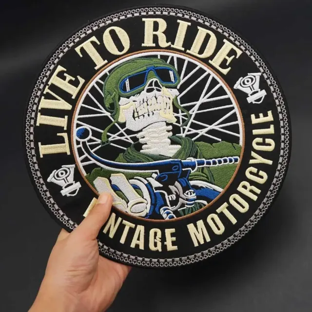 Biker Large.live To Ride Vintage Motorcycle Patch Diameter Approx 26Cm.