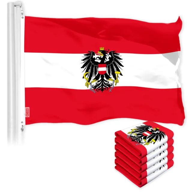 G128 5 Pack Austria Austrian Coat of Arms Flag 3x5 Ft Printed 150D Poly