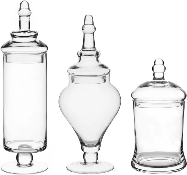 Clear Glass Apothecary Jars (3 Piece Set) Decorative Weddings Candy Buffet