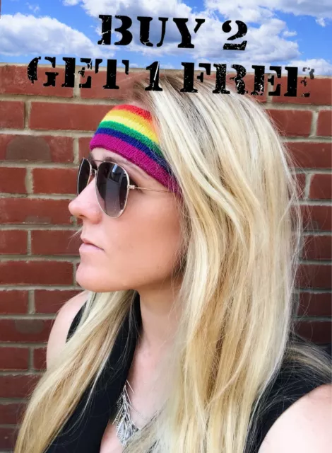 Pride Rainbow Head Band Gay Pride LGBTQI Love Wins Lesbian Fancy Dress Sweatband
