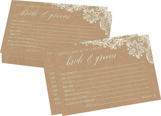 50 Wedding Advice Cards For Bride and Groom Rustic Bridal Shower Games For Card