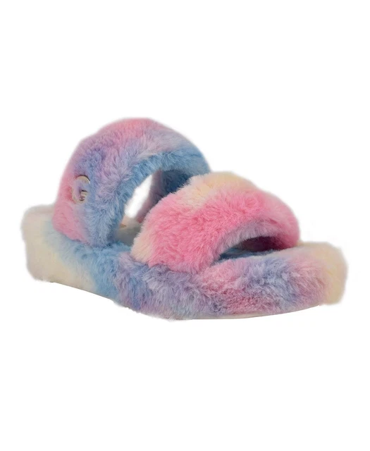 GBG Los Angeles Womens Lennly Casual Furry Slippers, PINKOVERFL, Size 7.5