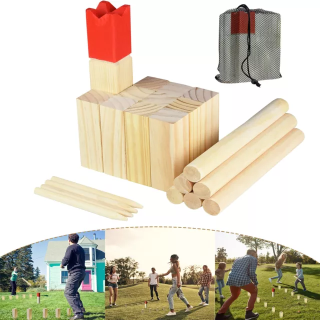 Kubb Wikingerspiel Schweden-Schach Spiel Satz Holz König Wurfspiel Rasenschach #