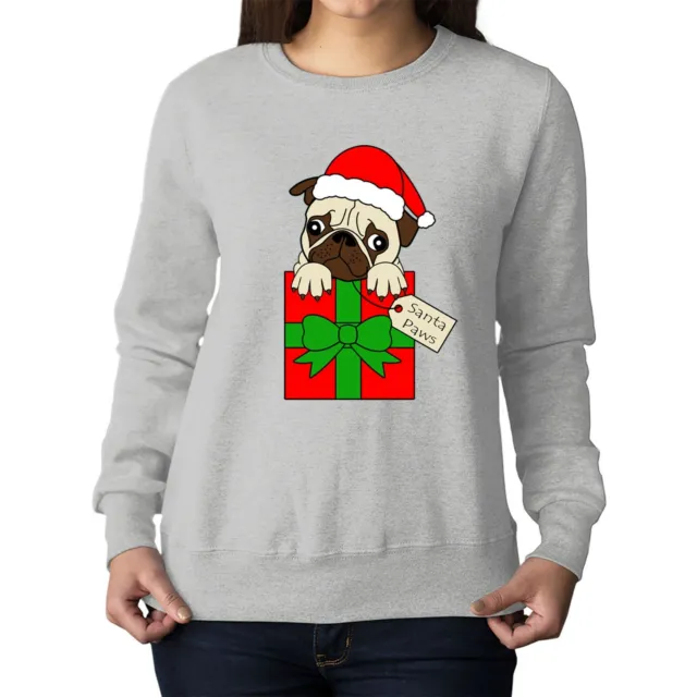 Santa Paws Pug Dog Present Funny Christmas Jumper Adults And Kids Sweatshirt