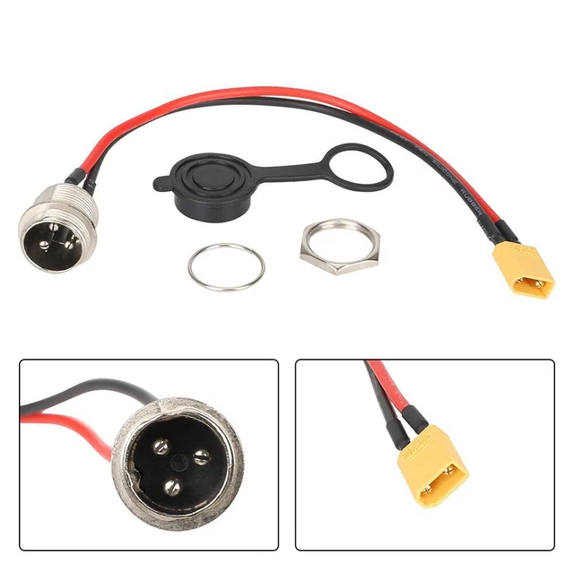 Chargeur Pour Scooter électrique - Tête Aviation 3 Broches - Connexion étanche - Compatible Nombreux Modèles