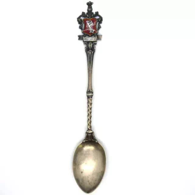 Andenkenlöffel 800er Silber BREMEN Wappen emailliert Silver Souvenir Spoon