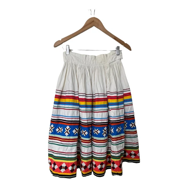 Vintage Seminole White Patchwork Skirt Handmade Patchwork Native American