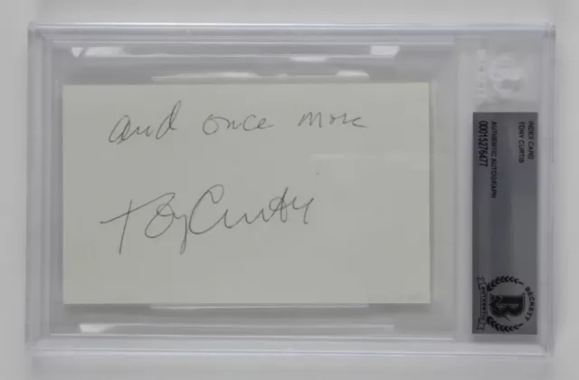 Tony Curtis Signed Autographed Slabbed 3x5 Index Card Actor Beckett COA