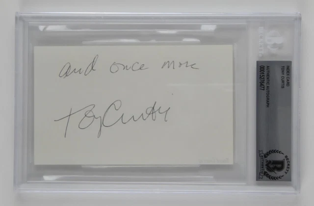 Tony Curtis Signed Autographed Slabbed 3x5 Index Card Actor Beckett COA